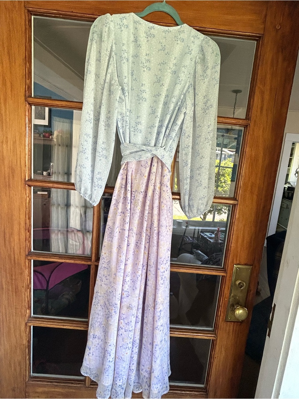 Ann Taylor Light Blue and Lavender Floral Wrap Maxi Dress - Picture 5 of 5